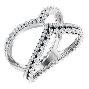 14K White Gold 1/2 CTW Natrual Diamond Negative Space Ring