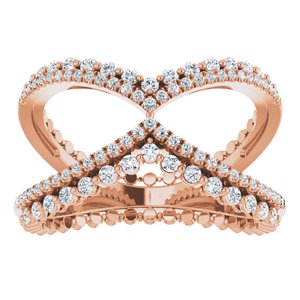14K Rose Gold 1/2 CTW Natrual Diamond Negative Space Ring