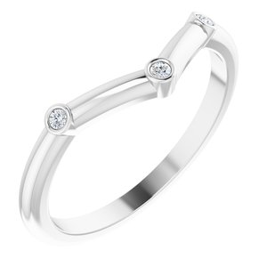 14K White Gold .03 CTW Natural Diamond Stackable  V Ring