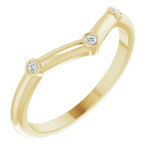 14K Yellow Gold .03 CTW Natural Diamond Stackable  V Ring