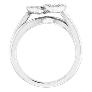 Sterling Silver Imitation White Cubic Zirconia Double Heart Ring