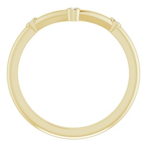 14K Yellow Gold .03 CTW Natural Diamond Stackable  V Ring