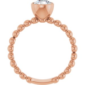 14K Rose Gold 9/10 CTW Natural Diamond Family Beaded Stackable Ring