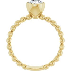 14K Yellow Gold 9/10 CTW Natural Diamond Family Beaded Stackable Ring