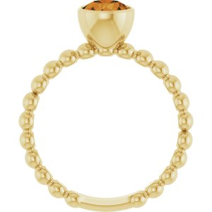 14K Yellow Gold Natural Citrine Family Beaded Stackable Ring