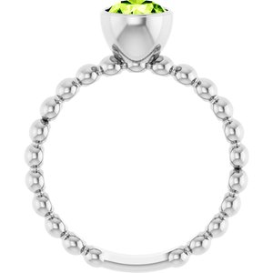 Sterling Silver Natural Peridot Family Beaded Stackable Ring