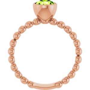 14K Rose Gold Natural Peridot Family Beaded Stackable Ring