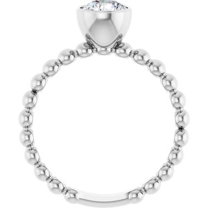 14K White Gold 9/10 CTW Natural Diamond Family Beaded Stackable Ring