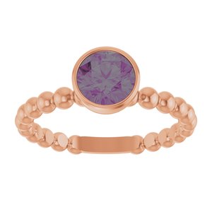 14K Rose Gold Lab-Grown Alexandrite Family Beaded Stackable Ring