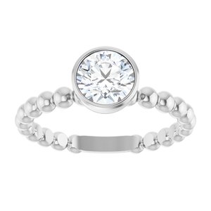 Sterling Silver 9/10 CTW Natural Diamond Family Beaded Stackable Ring