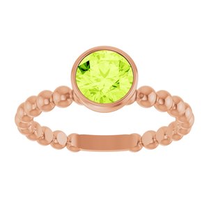 14K Rose Gold Natural Peridot Family Beaded Stackable Ring