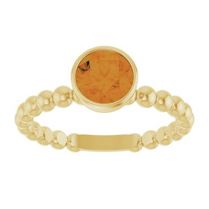 14K Yellow Gold Natural Citrine Family Beaded Stackable Ring
