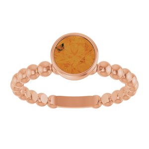 14K Rose Gold Natural Citrine Family Beaded Stackable Ring