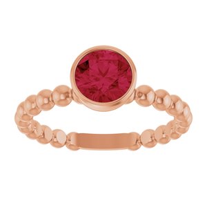 14K Rose Gold Lab-Grown Ruby Family Beaded Stackable Ring