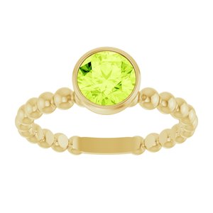 14K Yellow Gold Natural Peridot Family Beaded Stackable Ring