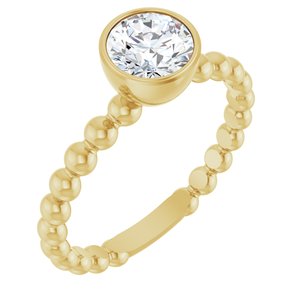 14K Yellow Gold 9/10 CTW Natural Diamond Family Beaded Stackable Ring
