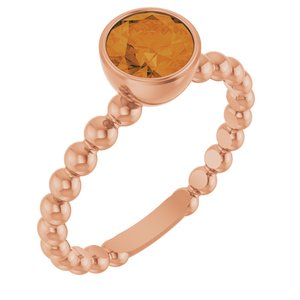 14K Rose Gold Natural Citrine Family Beaded Stackable Ring
