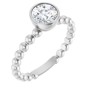 14K White Gold 9/10 CTW Natural Diamond Family Beaded Stackable Ring