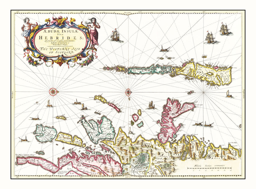 Vintage Map of Hebrides Islands 1665