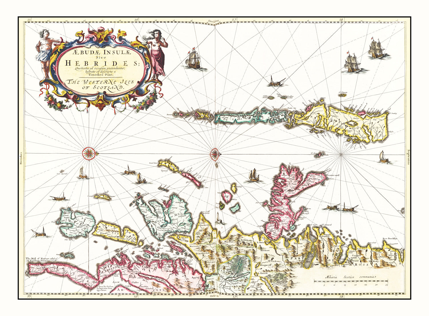 Vintage Map of Hebrides Islands 1665