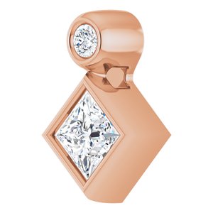 14K Rose Gold 4x4 mm Square Natural White Sapphire & .03 CT Natural Diamond Pendant