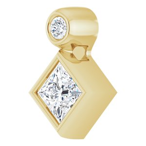 14K Yellow Gold 4x4 mm Square Natural White Sapphire & .03 CT Natural Diamond Pendant