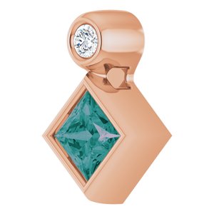 14K Rose Gold 4x4 mm Square Lab-Grown Alexandrite & .03 CT Natural Diamond Pendant