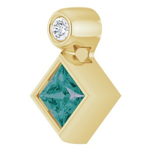 14K Yellow Gold 4x4 mm Square Lab-Grown Alexandrite & .03 CT Natural Diamond Pendant