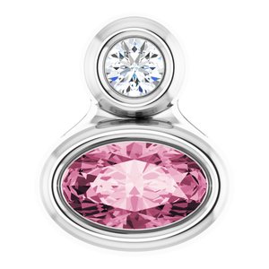 Platinum 5x3 mm Oval Natural Pink Tourmaline & .03 CT Natural Diamond Pendant