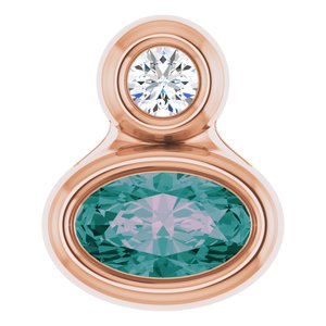 14K Rose Gold 5x3 mm Oval Lab-Grown Alexandrite & .03 CT Natural Diamond Pendant