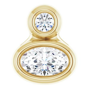 14K Yellow Gold 5x3 mm Oval Natural White Sapphire & .03 CT Natural Diamond Pendant