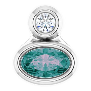 14K White Gold 5x3 mm Oval Lab-Grown Alexandrite & .03 CT Natural Diamond Pendant