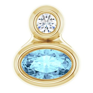 14K Yellow Gold 5x3 mm Oval Natural Aquamarine & .03 CT Natural Diamond Pendant