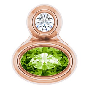 14K Rose Gold 5x3 mm Oval Natural Peridot & .03 CT Natural Diamond Pendant