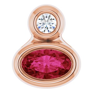 14K Rose Gold 5x3 mm Oval Natural Ruby & .03 CT Natural Diamond Pendant