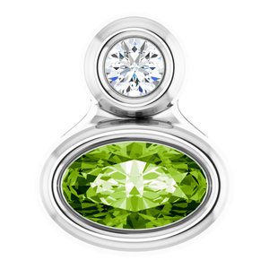 Platinum 5x3 mm Oval Natural Peridot & .03 CT Natural Diamond Pendant