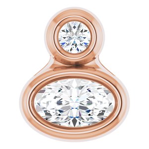 14K Rose Gold 5x3 mm Oval Natural White Sapphire & .03 CT Natural Diamond Pendant