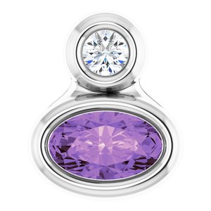 Platinum 5x3 mm Oval Natural Amethyst & .03 CT Natural Diamond Pendant