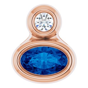 14K Rose Gold 5x3 mm Oval Natural Blue Sapphire & .03 CT Natural Diamond Pendant