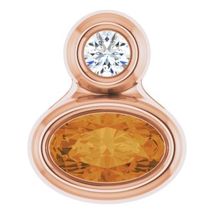 14K Rose Gold 5x3 mm Oval Natural Citrine & .03 CT Natural Diamond Pendant