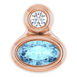 14K Rose Gold 5x3 mm Oval Natural Aquamarine & .03 CT Natural Diamond Pendant
