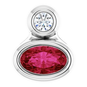 Platinum 5x3 mm Oval Natural Ruby & .03 CT Natural Diamond Pendant