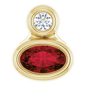 14K Yellow Gold 5x3 mm Oval Natural Mozambique Garnet & .03 CT Natural Diamond Pendant