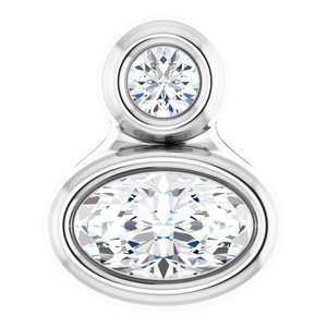 14K White Gold 5x3 mm Oval Natural White Sapphire & .03 CT Natural Diamond Pendant
