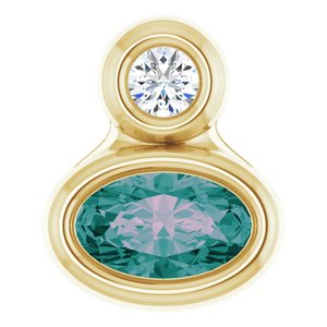 14K Yellow Gold 5x3 mm Oval Lab-Grown Alexandrite & .03 CT Natural Diamond Pendant