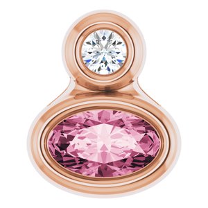 14K Rose Gold 5x3 mm Oval Natural Pink Tourmaline & .03 CT Natural Diamond Pendant