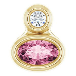 14K Yellow Gold 5x3 mm Oval Natural Pink Tourmaline & .03 CT Natural Diamond Pendant