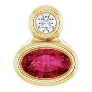 14K Yellow Gold 5x3 mm Oval Natural Ruby & .03 CT Natural Diamond Pendant