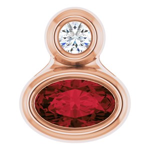 14K Rose Gold 5x3 mm Oval Natural Mozambique Garnet & .03 CT Natural Diamond Pendant