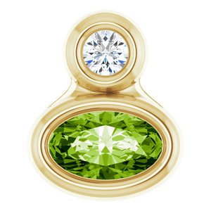 14K Yellow Gold 5x3 mm Oval Natural Peridot & .03 CT Natural Diamond Pendant